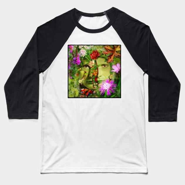 Surreal Garden Peeled Hannibal Portrait Floral Collage Baseball T-Shirt by OrionLodubyal